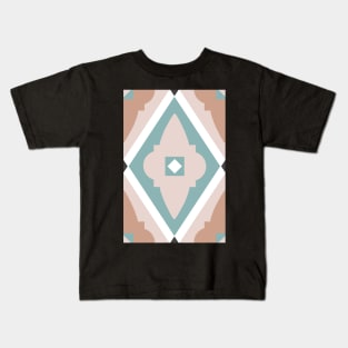 Abstract geometric diamond pattern white, sand color and light green Kids T-Shirt